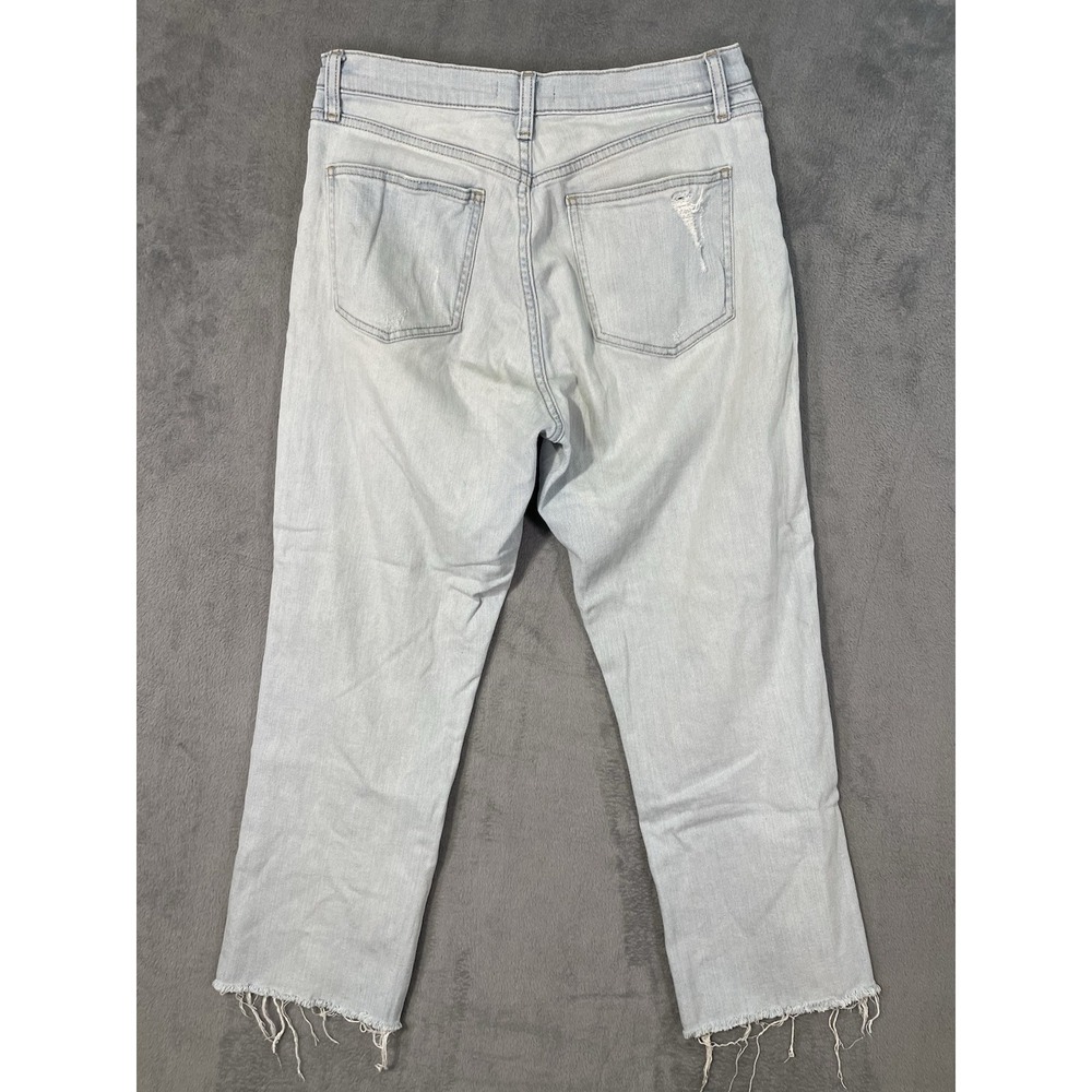 Uniqlo Jeans Womens 27 Blue Light Wash High Rise Straight Distressed Baggy - Picture 2 of 10